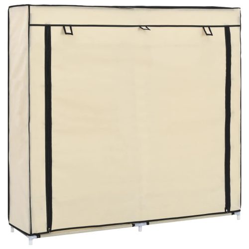 Armoire À Chaussures Avec Housse Crème 115x28x110 Cm Tissu Vidaxl Vidaxl