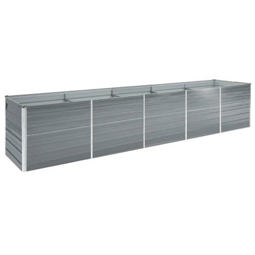 Lit Surélevé De Jardin Acier Galvanisé 400x80x77 Cm Gris Vidaxl Vidaxl