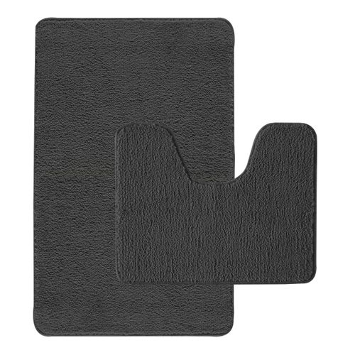 Lot de 2 tapis de bain polyester 50x80cm + 50x40cm chocolat