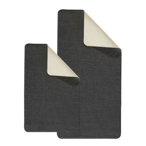 Lot de 2 tapis de bain polyester 60x120cm + 50x80cm chocolat
