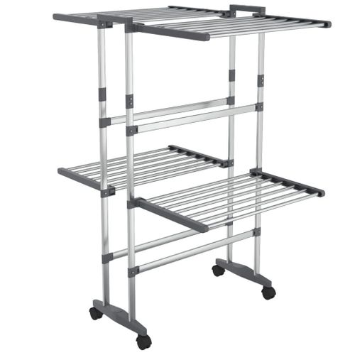 Étagère à linge à 2 niveaux avec roues Argenté 60x70x106 cm vidaXL vidaXL