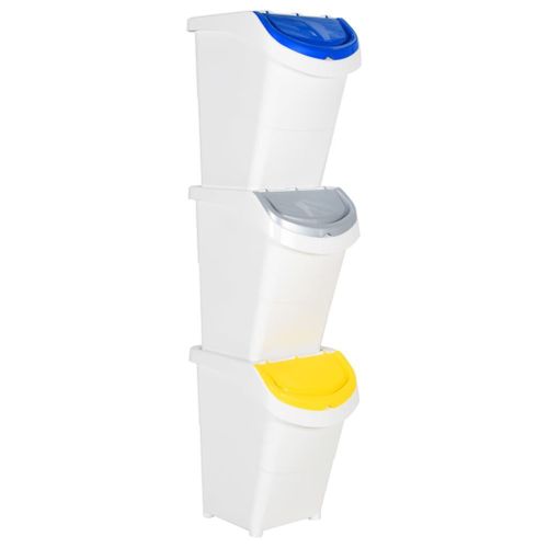 Poubelles empilables avec couvercles 3 pcs blanc PP 120 L vidaXL vidaXL