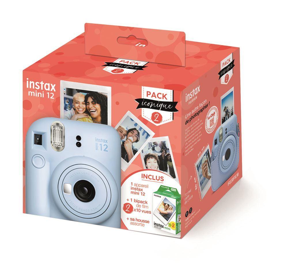 Pack Iconique Fujifilm Instax Mini 12 Bleu + Film Instax Mini 2x10 vues +  Housse