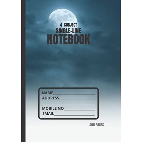 4 Subject Single Line Notebook: 7'' X 10'' Soft Glossy Cover 4 Subject Notebook Of 400 Pages.
