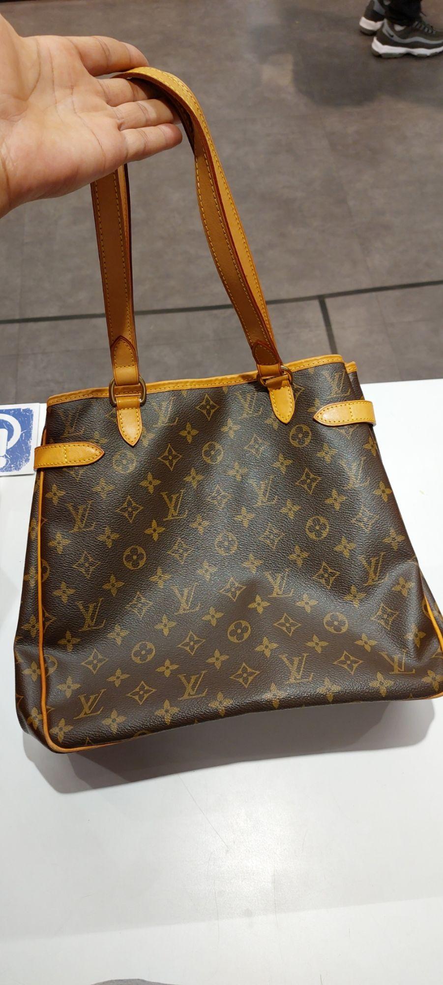 Sac à main Louis Vuitton Batignolles en toile monogram et cuir naturel