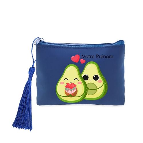 Porte monnaie et cles bleu avocat kawaii personnalisable