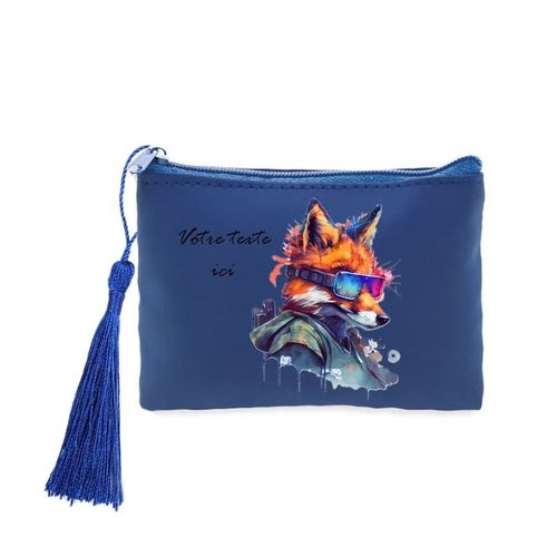 Porte monnaie et cles bleu renard fox ranger futur personnalisable