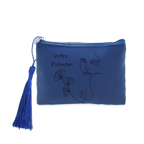 Porte monnaie et cles bleu line art 2 personnalisee