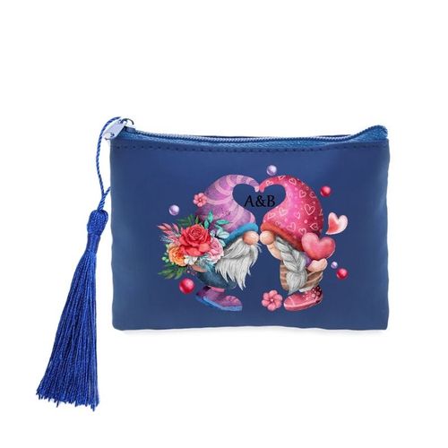 Porte monnaie et cles bleu gnome avec vos initiales saint valentin