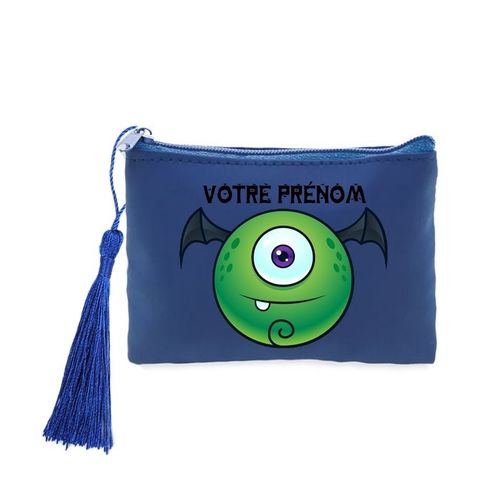 Porte monnaie et cles bleu monster ball vert personnalisable