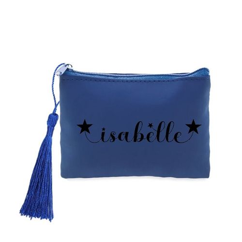 Porte monnaie et cles bleu prenom police 14 etoile