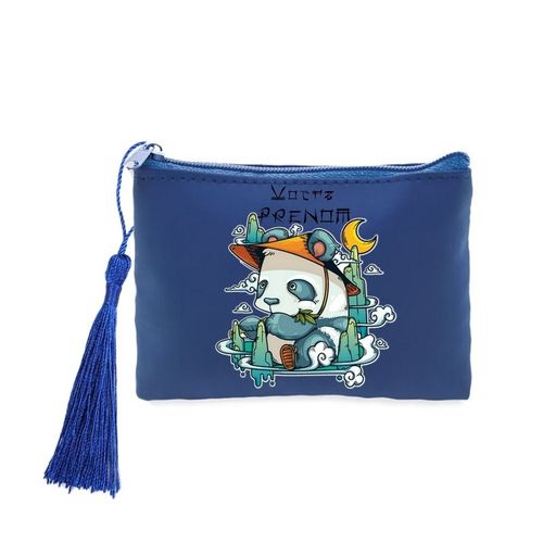 Porte monnaie et cles bleu panda samourai personnalisee