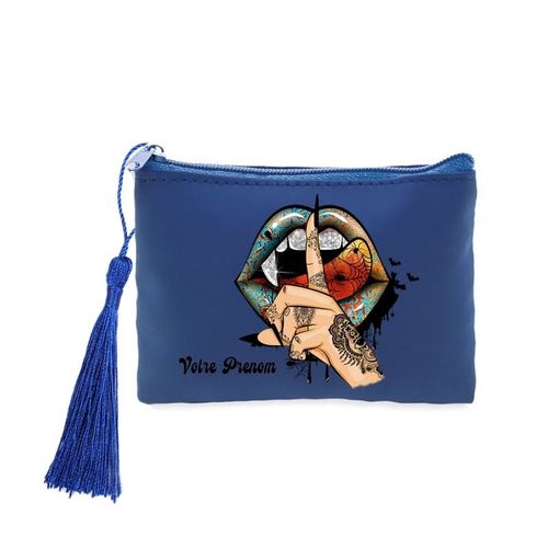 Porte monnaie et cles bleu tatoo witcher personnalisee