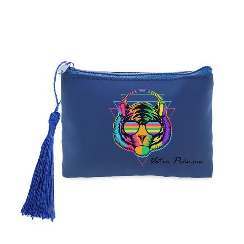 Porte monnaie et cles bleu tigre music personnalise