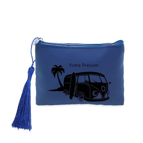 Porte monnaie et cles bleu van hawaii surf personnalisee