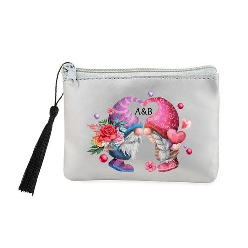 Porte monnaie et cles gris gnome avec vos initiales saint valentin