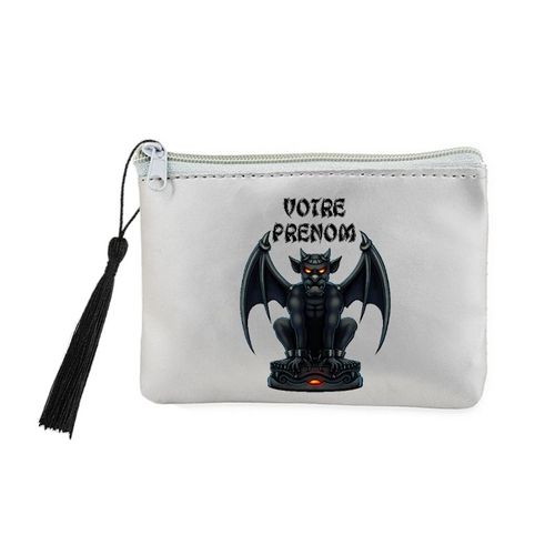 Porte monnaie et cles gris gargouille personnalise