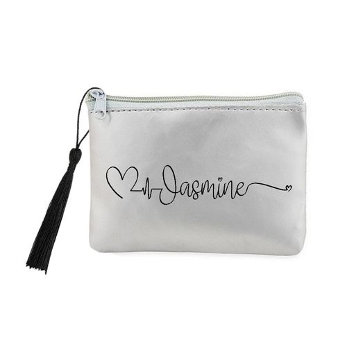 Porte monnaie et cles gris prenom police 15 love