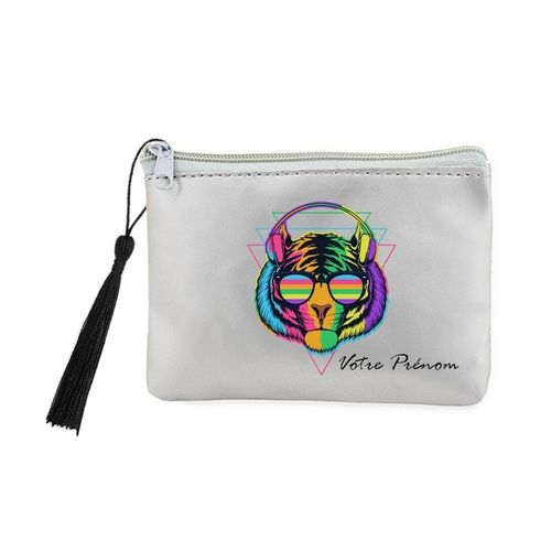 Porte monnaie et cles gris tigre music personnalise