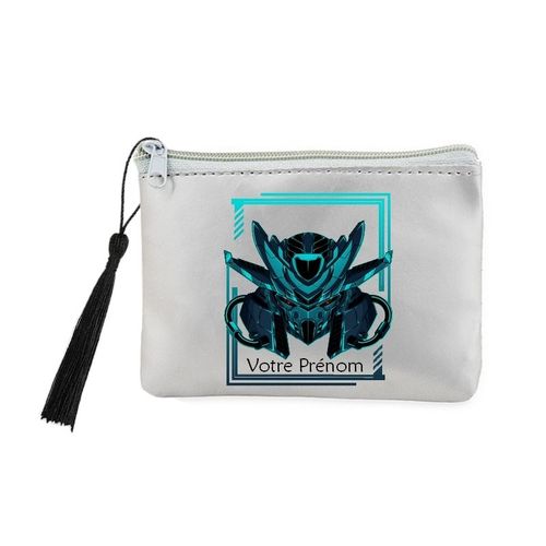 Porte monnaie et cles gris robot mecha samourai personnalise