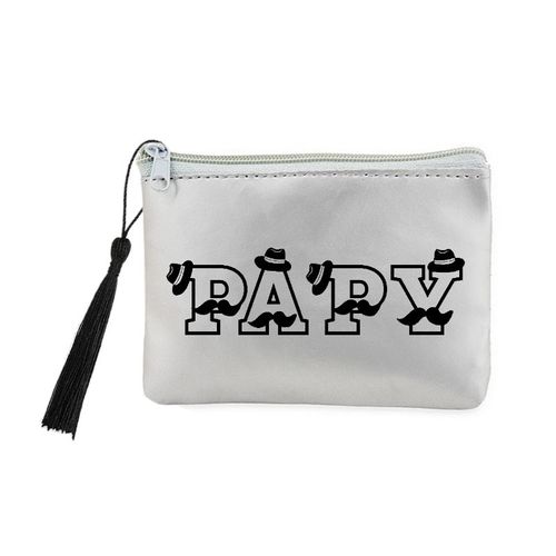 Porte monnaie et cles gris prenom police 51 papy et papa moustache