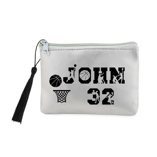 Porte monnaie et cles gris prenom police 39 basket ball