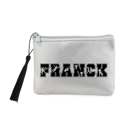 Porte monnaie et cles gris prenom police 32 football