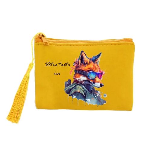 Porte monnaie et cles jaune renard fox ranger futur personnalisable