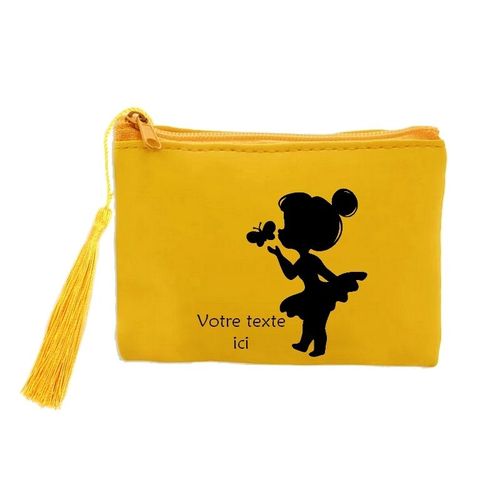 Porte monnaie et cles jaune fee papillon personnalisable