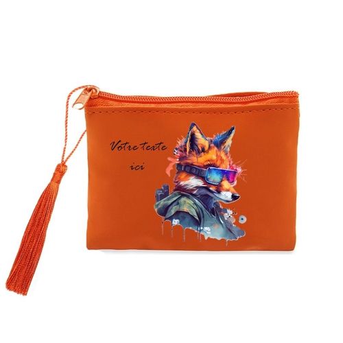 Porte monnaie et cles orange renard fox ranger futur personnalisable