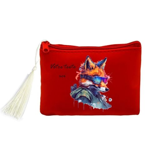 Porte monnaie et cles rouge renard fox ranger futur personnalisable
