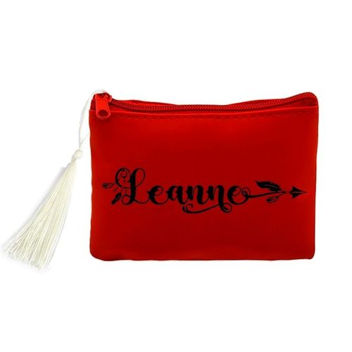 Porte monnaie et cles rouge prenom police 27 boho et plumes