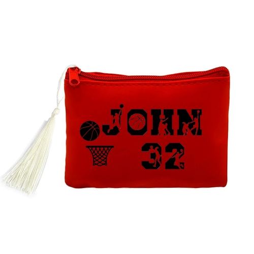 Porte monnaie et cles rouge prenom police 39 basket ball