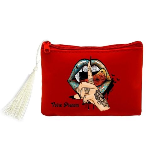 Porte monnaie et cles rouge tatoo witcher personnalisee
