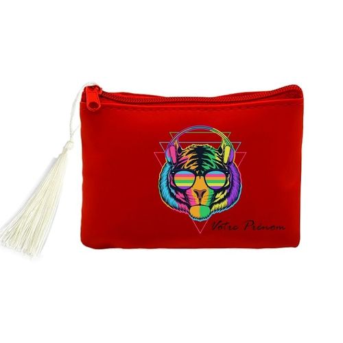 Porte monnaie et cles rouge tigre music personnalise