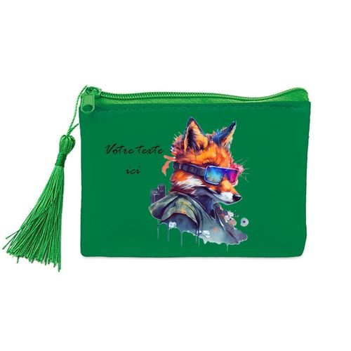 Porte monnaie et cles vert renard fox ranger futur personnalisable