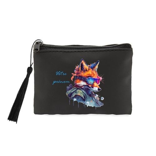 Porte monnaie et cles noir renard fox ranger futur personnalisable
