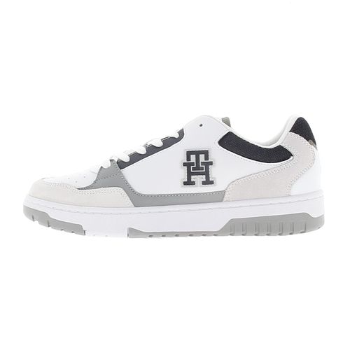 Chaussures Basses Cuir Ou Simili Tommy Hilfiger Th Basket Street Mix Blanc