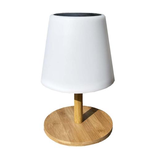 Lampe De Table Solaire Standy Mini Wood Solar Blanc Bambou H25cm