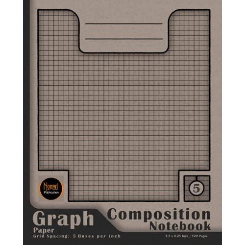 Graph Paper Composition Notebook: Quad Ruled, Grid Spacing: 5 Squares Per Inch, 120 Pages, Cover In(Black,Brown), Math And Science Composition Notebook For Students