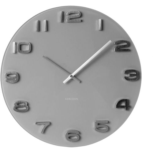 Horloge ronde vintage en verre gris 35 cm