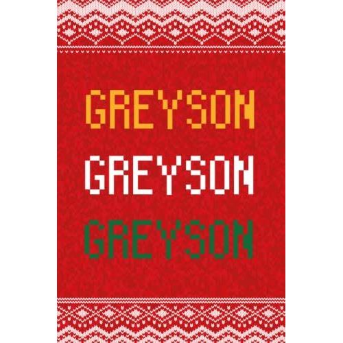 Greyson: Personalized Writing Journal For Men Christmas Themed, Multi Colored (Custom Name Journal, Blank Journal, Write In Notebook, Knitted Pattern) Of Size 6x9 100 Pages For Greyson