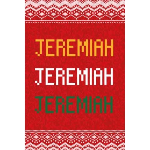 Jeremiah: Personalized Writing Journal For Men Christmas Themed, Multi Colored (Custom Name Journal, Blank Journal, Write In Notebook, Knitted Pattern) Of Size 6x9 100 Pages For Jeremiah