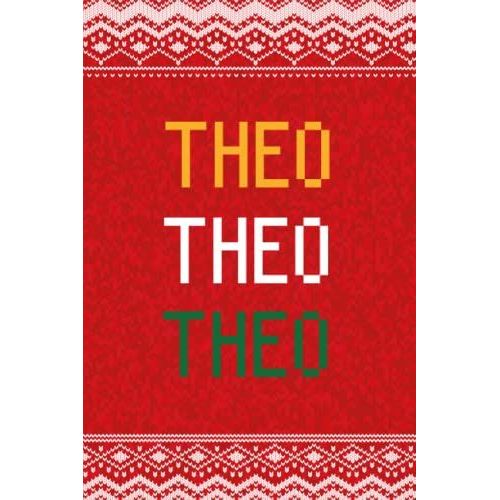 Theo: Personalized Writing Journal For Men Christmas Themed, Multi Colored (Custom Name Journal, Blank Journal, Write In Notebook, Knitted Pattern) Of Size 6x9 100 Pages For Theo