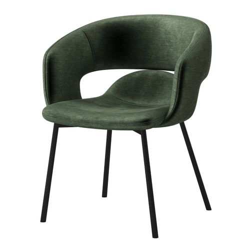 Travis-Fauteuil De Table En Tissu Retro Sauge Et Métal Noir