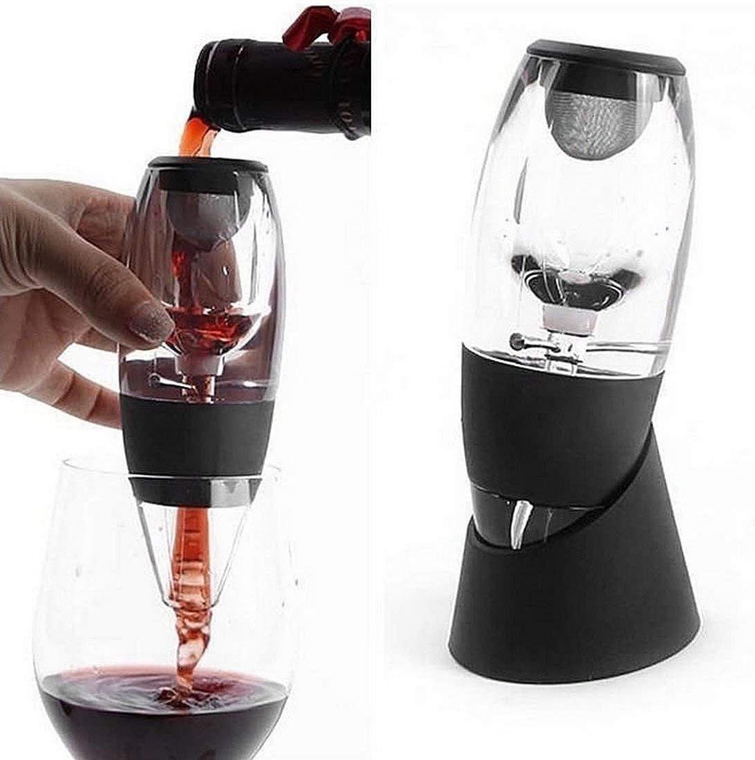 Aérateur de vin, Bec verseur et filtre en acrylique avec support de  présentation ? Noir