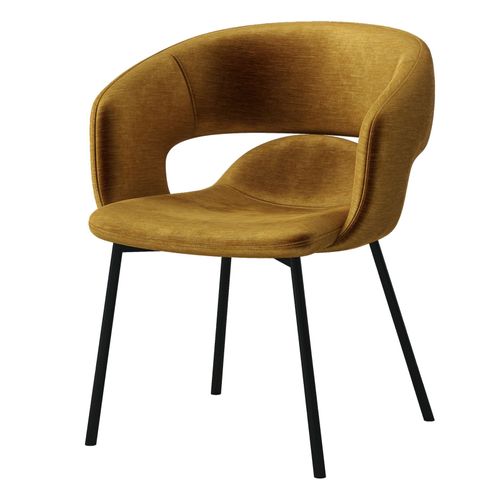 Travis-Fauteuil De Table En Tissu Retro Safran Et Métal Noir