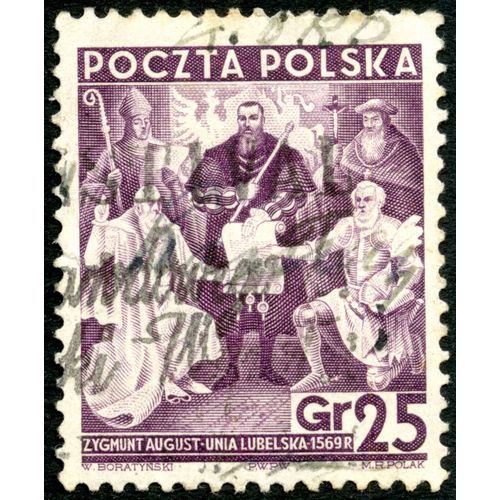 Timbre Oblitéré Poczta Polska, Zygmunt August - Unia Lubelska 1569 R., Gr 25