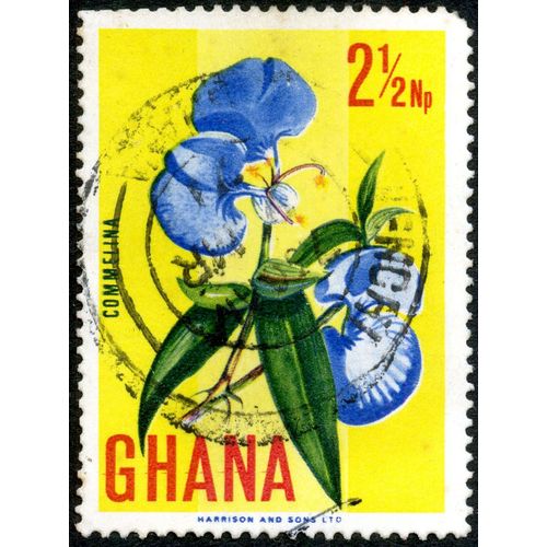 Timbre Oblitéré Ghana, Commelina, 2 1/2 Np