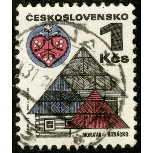 Timbre Oblitéré Ceskoslovensko, Morava-Horacko, 1 Kcs, 1971